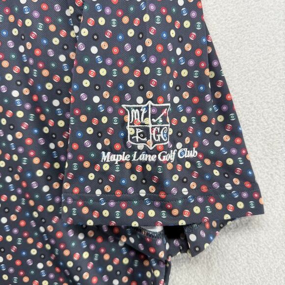 Straight Down Polo Shirt mens XL Gray Colorful Pool Ball Geometric Billiards - Picture 3 of 10